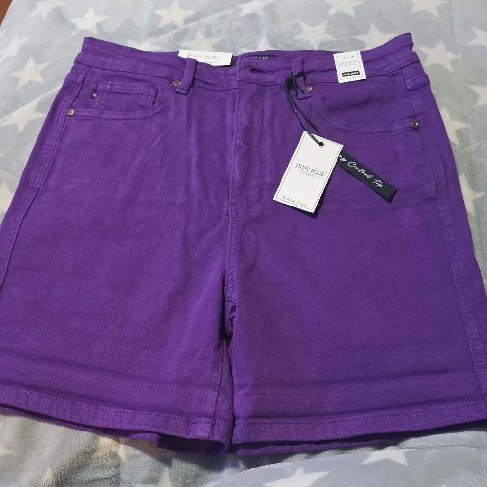 Judy Blue Vibrant Purple Denim Shorts